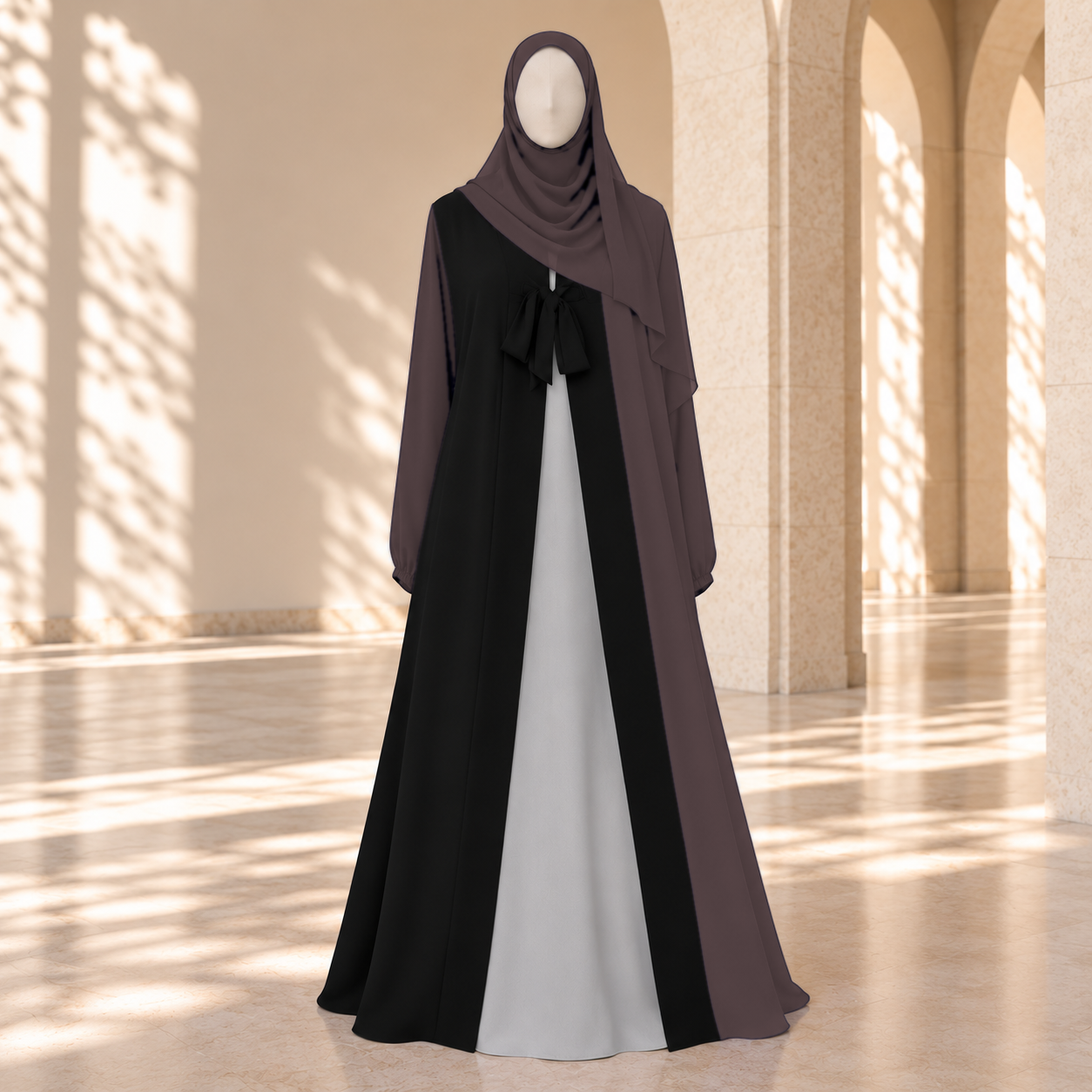 Chocolate Brown Cape Abaya Set alternate view