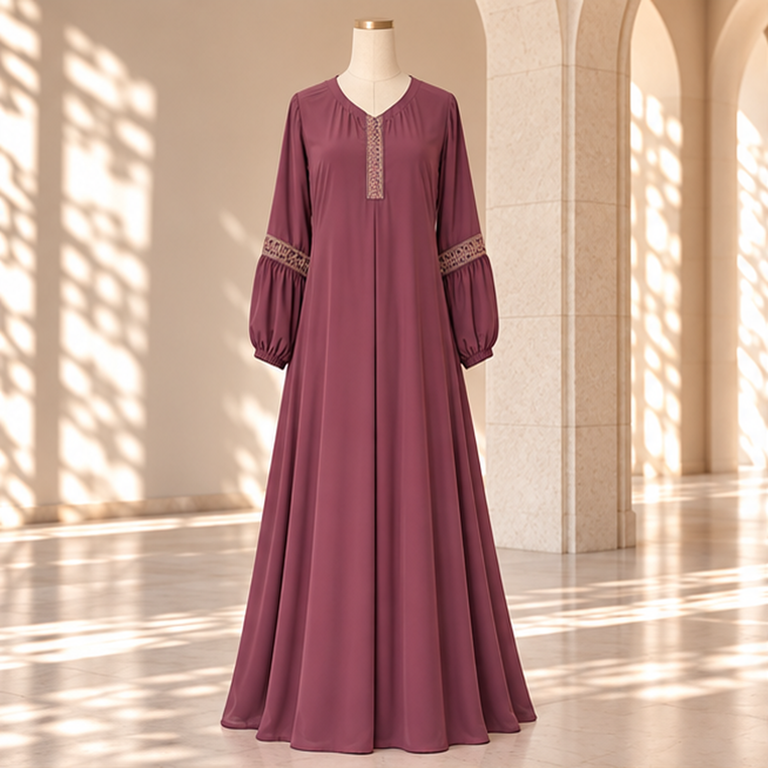 Plum Flared Abaya Set by SALIHAAT