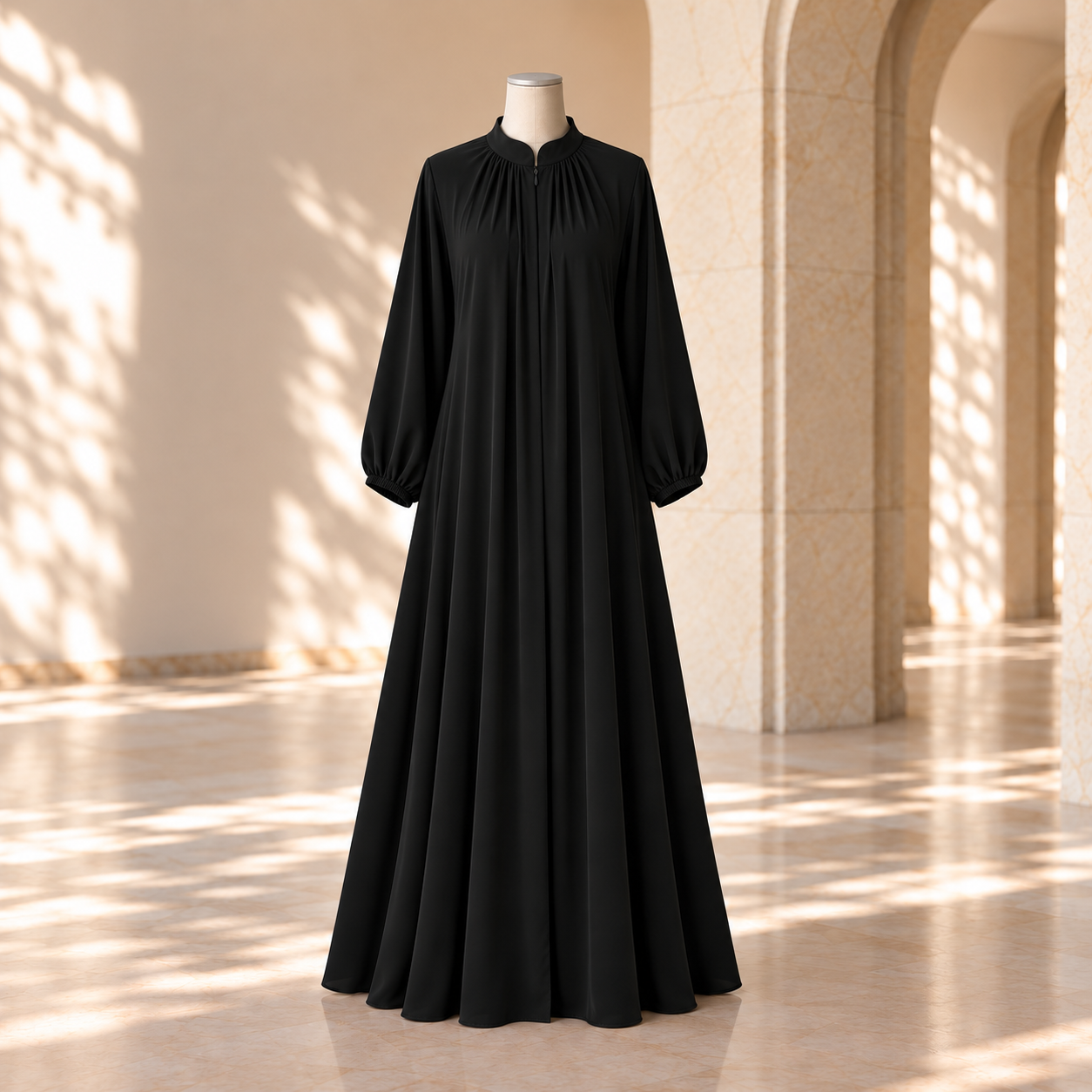 Black Collar Pleat Abaya by SALIHAAT