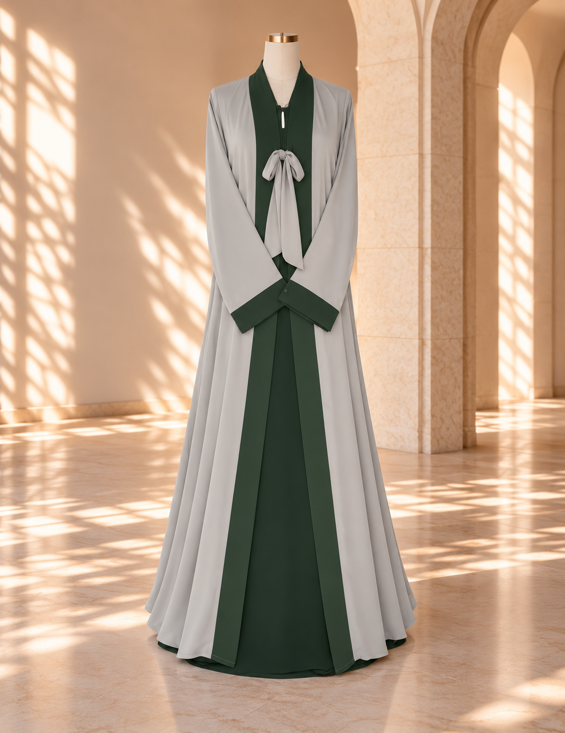 Gray & Green Kaftan Set by SALIHAAT