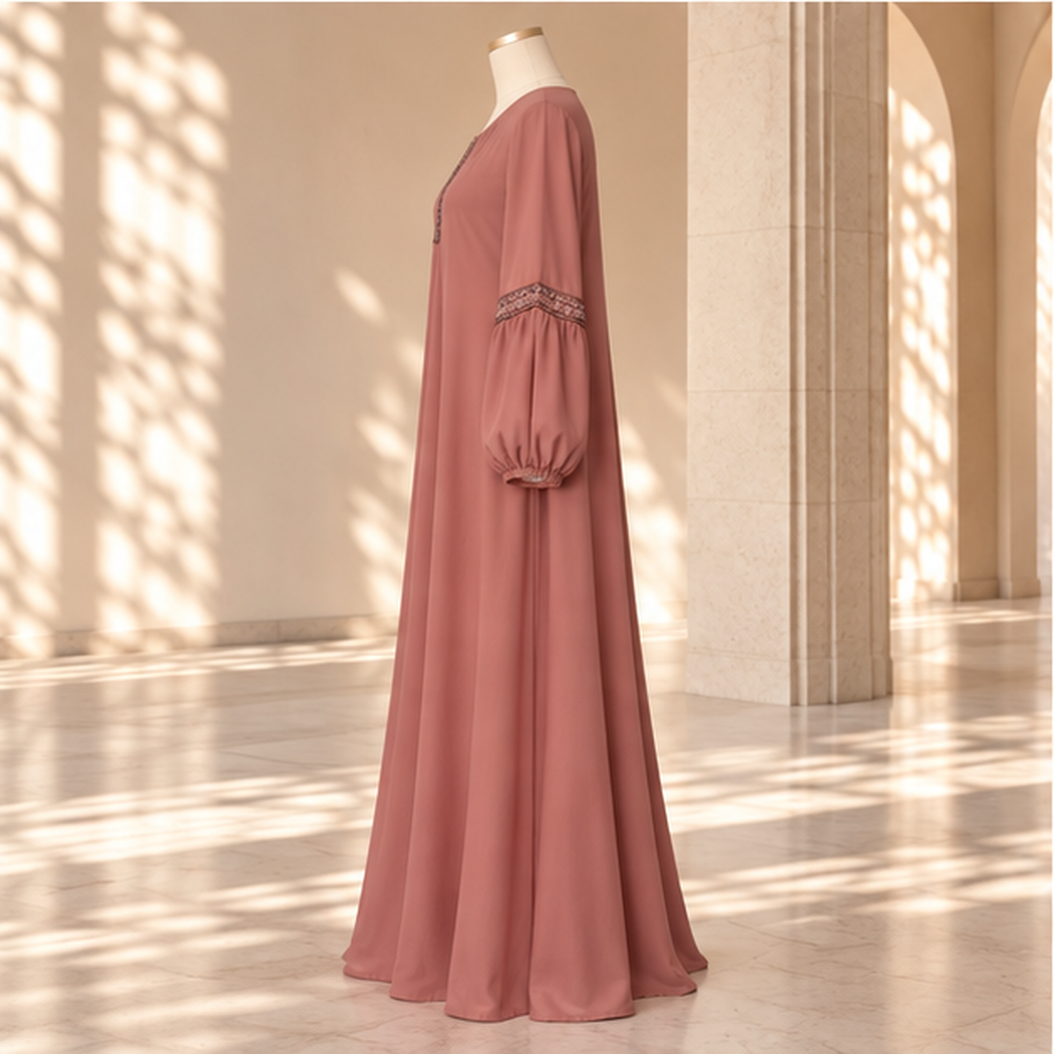 Blush Pink Flared Abaya Set alternate view