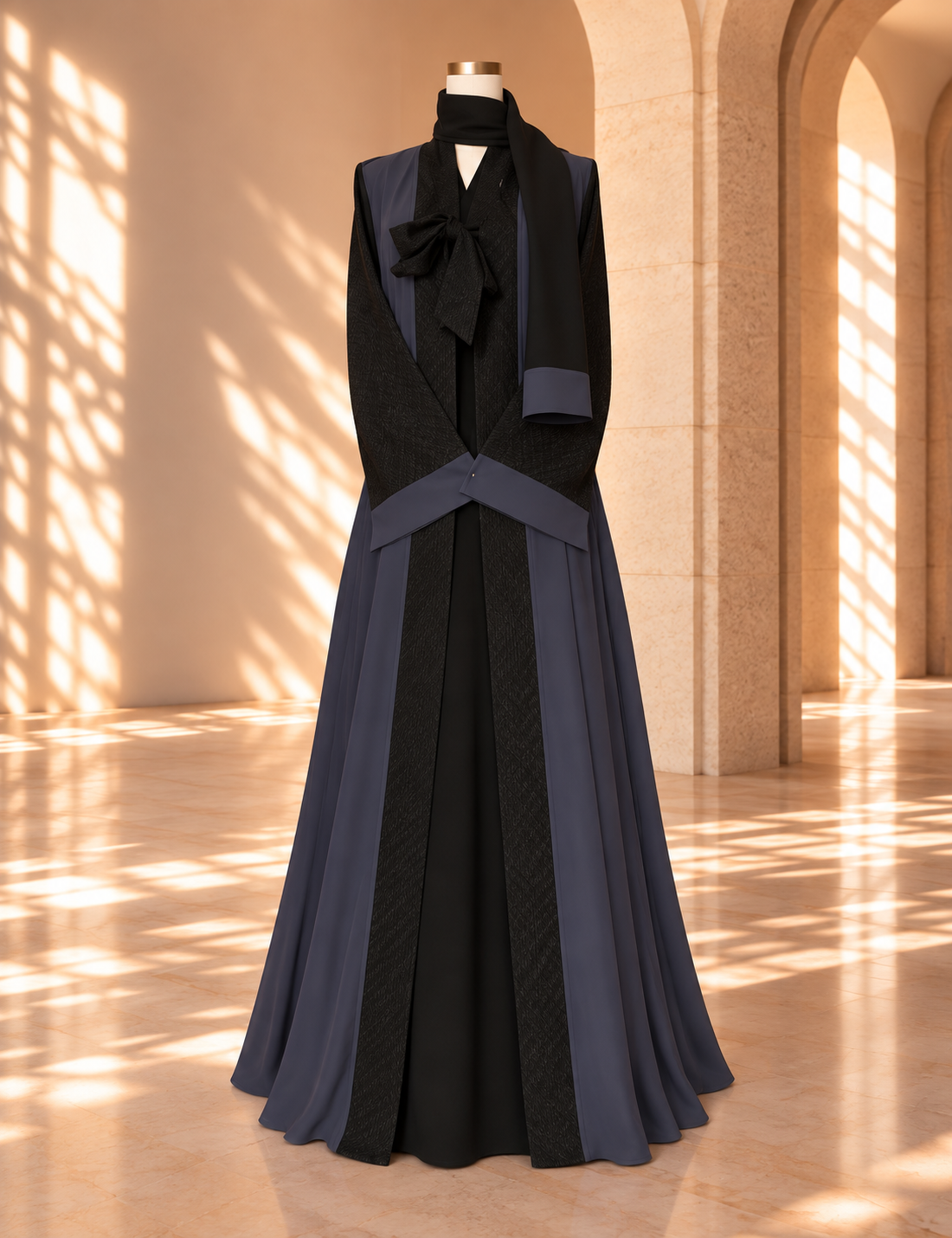 Navy Cape Abaya Set by SALIHAAT