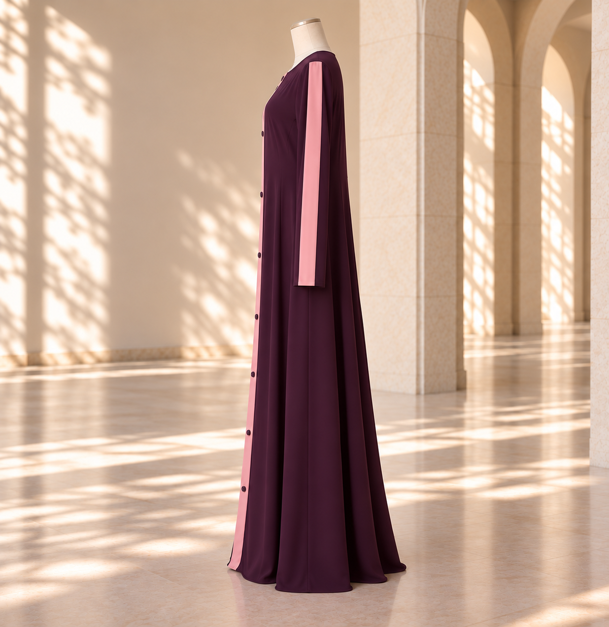 Pink & Purple Contrast Abaya alternate view