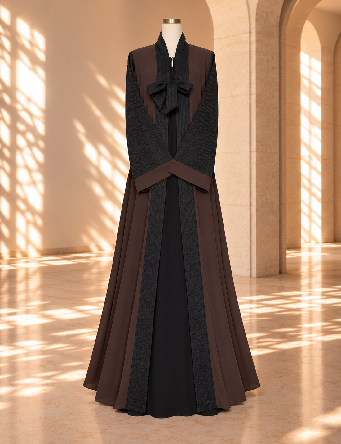 Dark Chocolate Flared Abaya Set by SALIHAAT