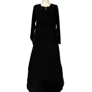 SALIHAAT Black Hajj Umrah Linen Abaya, Summer Jilbab, Elastic/Open Sleeves, Zippered Pockets