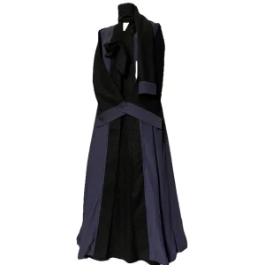 Navy & Black Abaya Cape: Handmade Kaftan Kimono with Matching Hijab (Size 52)
